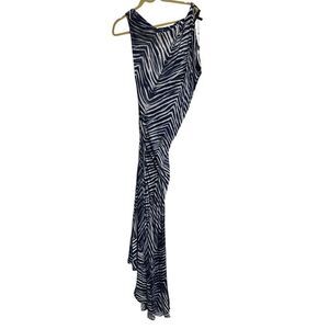 BCBG Maxazria Dress Womens Size XXS Blue White Sawyo Long Sleeveless Zebra NWT